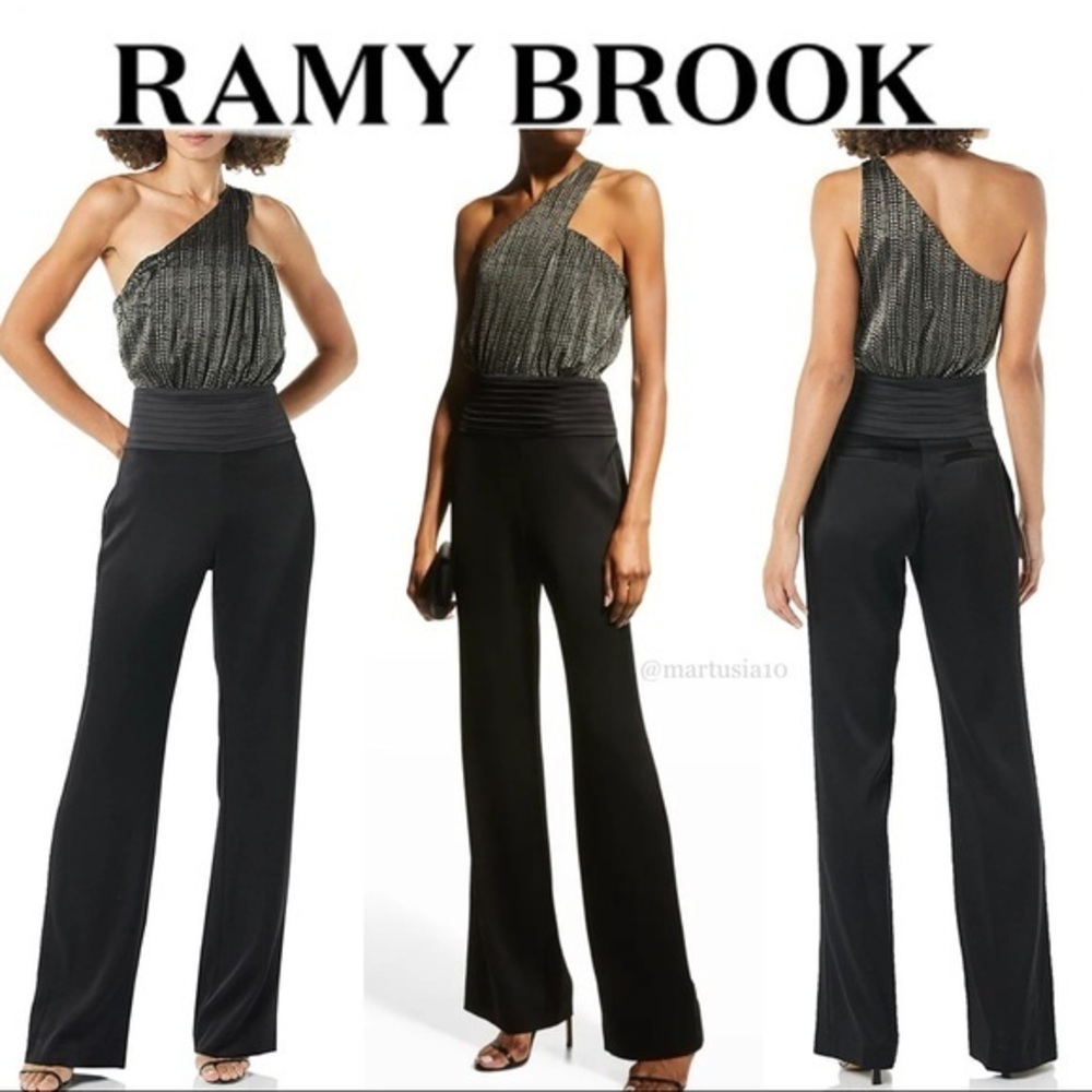 Ramy Brook Scarlett One Shoulder Jumpsuit Size 12 482$ EUC